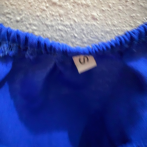 Blue Puff Sleeve Wrap Top - Picture 4 of 5